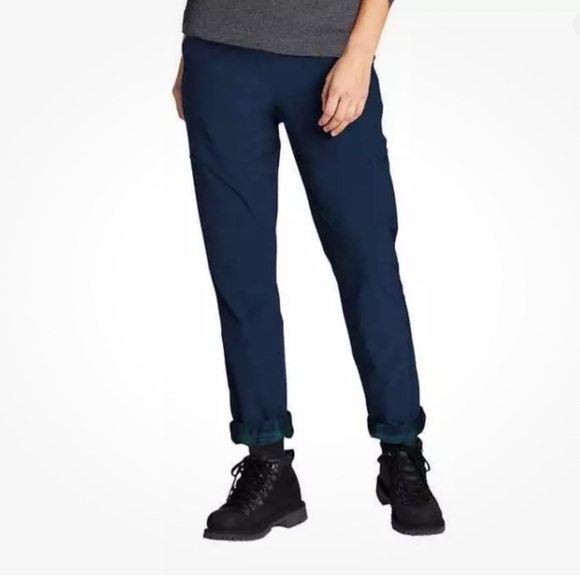 NWT Eddie Bauer Women's Fleece-Lined Pull-On Pants, Blue 10 New - Picture 1 of 16